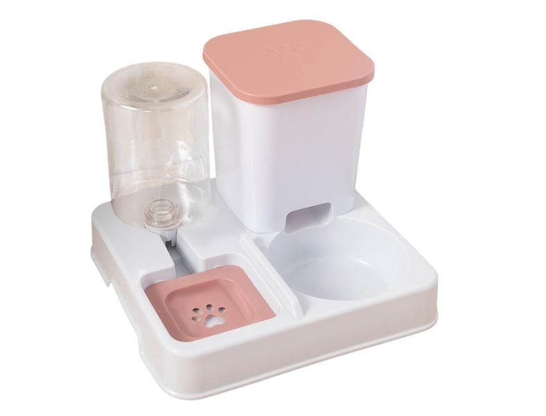 Automatic Cat Feeder Double Bowl Anti Overturning Removable 2 in 1 Feeder