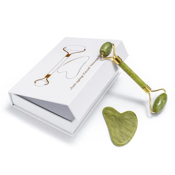 100% Crystal Noiseless Jade Roller And Gua Sha Combo In GIft Box