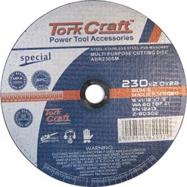 Tork Craft - Cutting Disc - Multi Purpose - 230mm x 2mm x 22.2mm - 8 Pack
