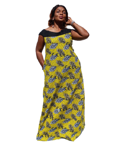 Ladies Neyney Multi Print Off The Shoulder Ankara Maxi Dress