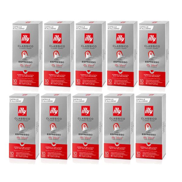 Nespresso Compatible Illy Capsules - Classico Espresso Roast-10x10 Capsules