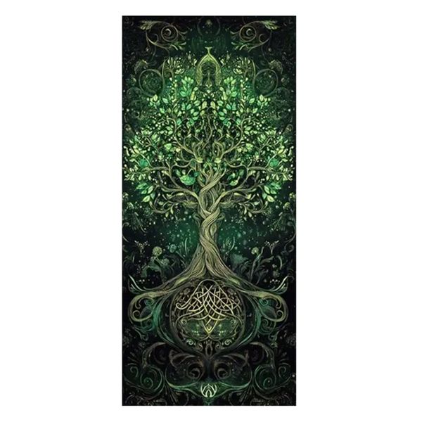 Stationery Self Adhesive PVC Dark Green Tree Trash Can Sticker -70cm
