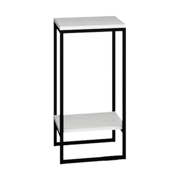 Modern Plant Stand with Storage Shelf - 55 cm - Black/White