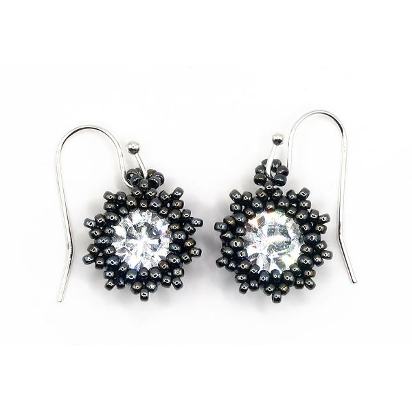 Petite Swarovski Elements Crystal and Charcoal Haning Earrings
