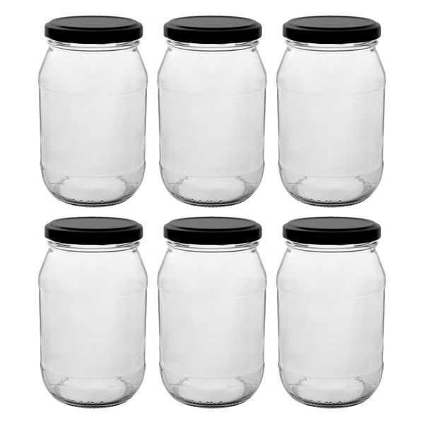 Consol Farrago Jar with Black Lid 6 Pack, 375ml