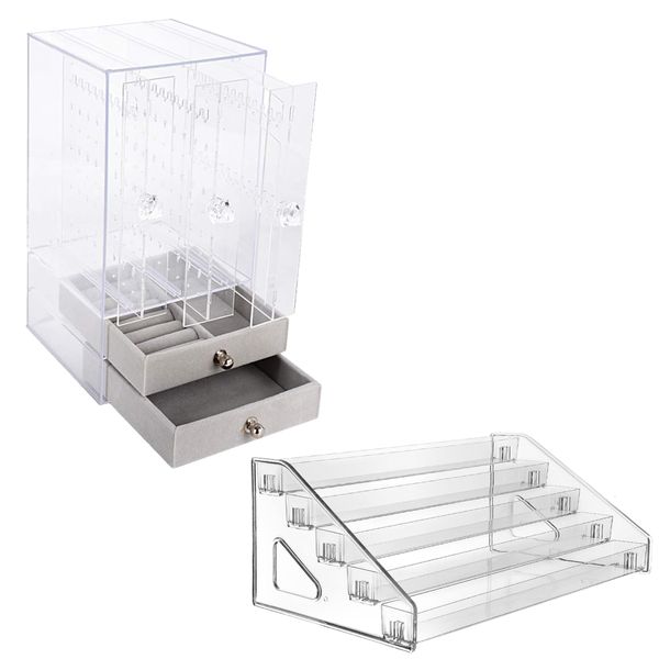 3 Panel Earring Display Organiser &amp; Make up Cosmetic Storage Display Box