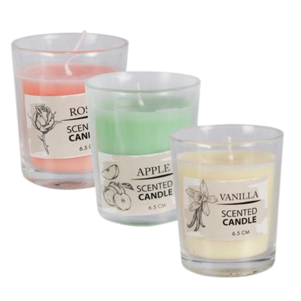 Scented Candles in Holders - Set of 3