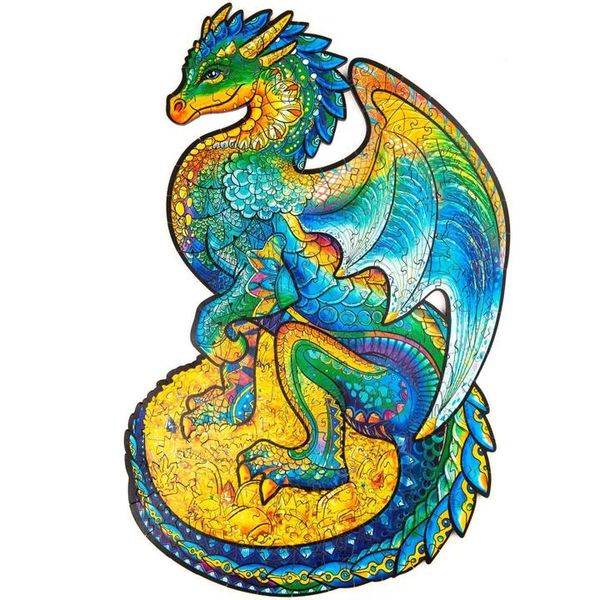 Wooden Jigsaw Puzzles - Unique Dragon Shape Jigsaw Pieces Size A5