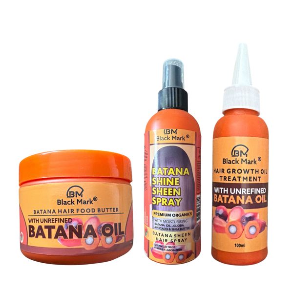 Black Mark Batana Sheen Spray with Hair Growth Oil and Hair Food Set