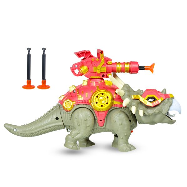 Robo Electric Dinosaur Toy with Soft Bullet Suction Darts - Red