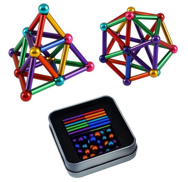 Magnetic Building Blocks Set (Colourful) with Keyring - Toy-O
