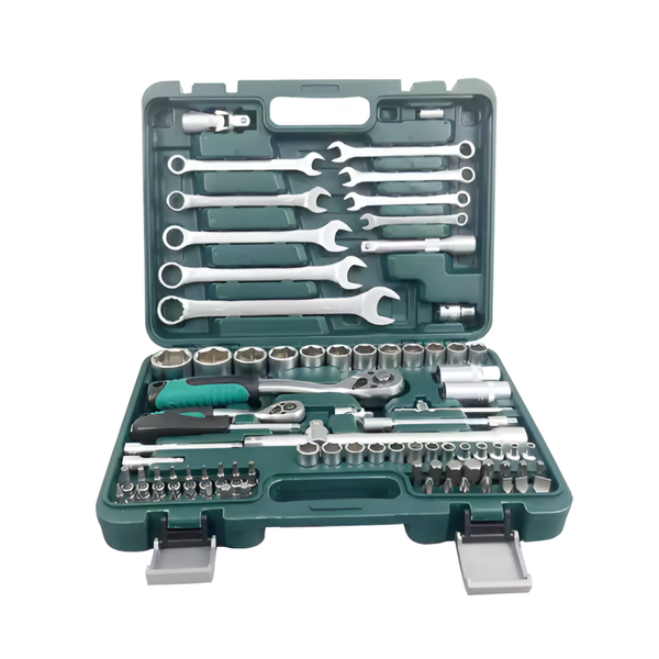 82-Piece Compact Handheld Multi-Purpose Ratchet Wrench and Socket Set
