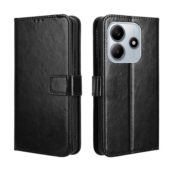 Leather Flip Cover Compatible With Redmi Note 14 5G Crazy Horse Pattern Leather Cover