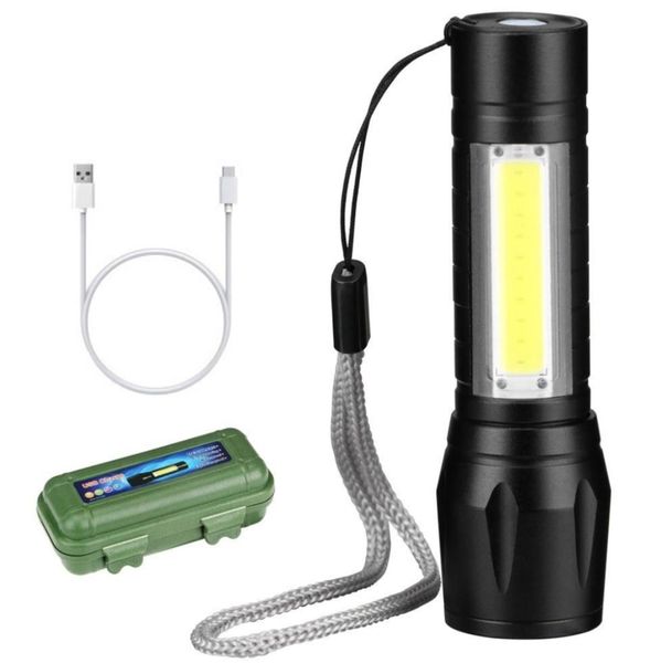 High Power Mini Aluminium Alloy Usb Rechargable Torch Flashlight with Zoom