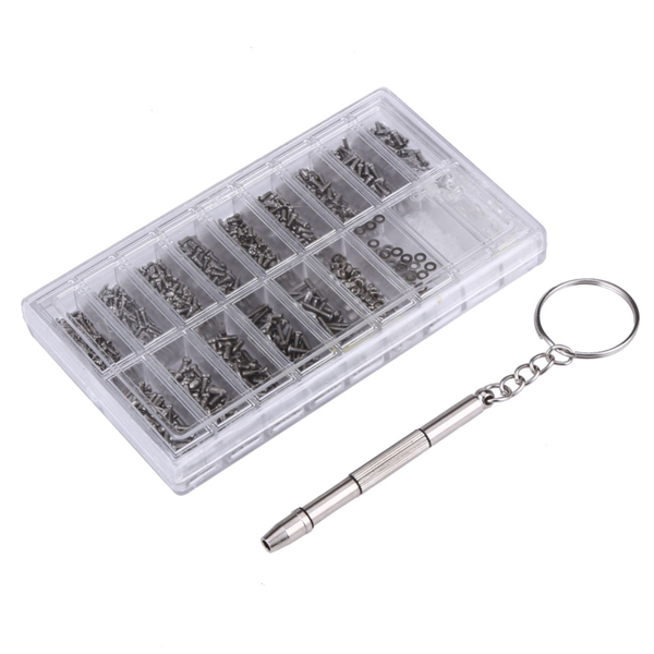 1000 Piece Watch/Sunglass/Spectacles Screws Repair Kit With a Screwdriver