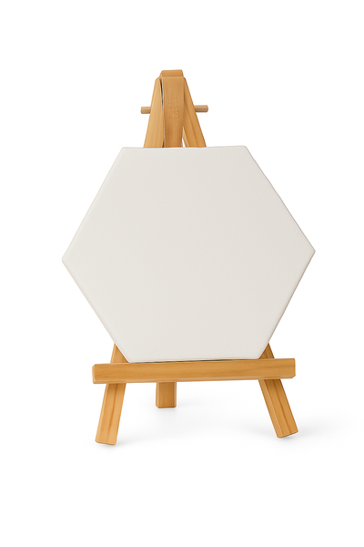 Mini Hexagon Canvas with Wooden Easel-10 x 10cm-12 x Sets