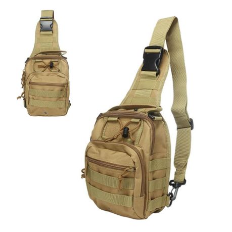 Chest Bag Shoulder Crossbody Men's Tote Casual Sling Bag Daypack Brown Image