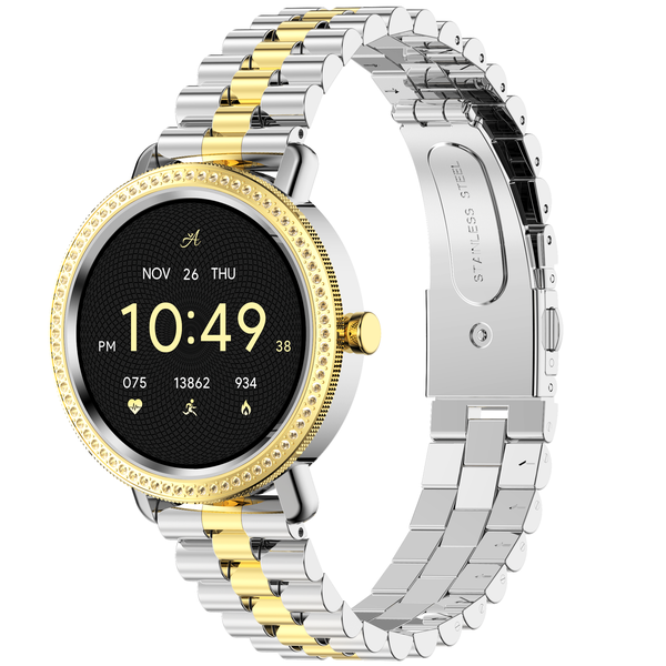 Volkano Ayla Collection Jewelled Ladies Smartwatch with 2-Tone Metal Strap