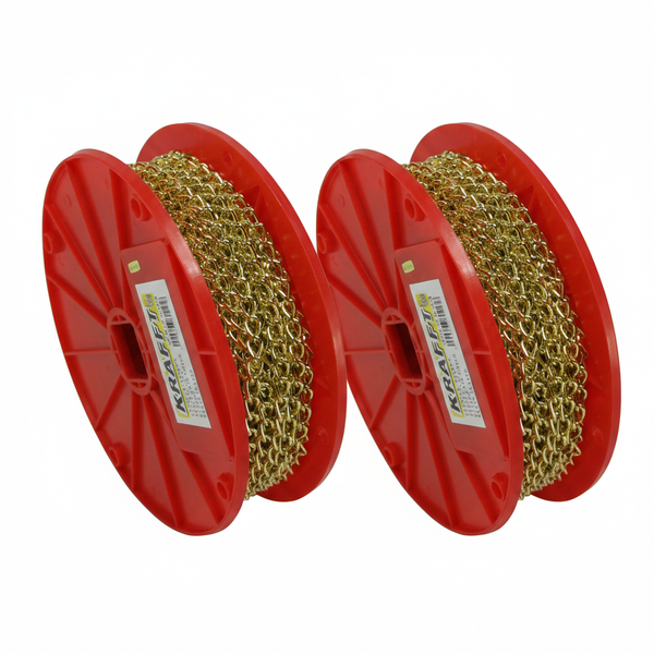 Krafft Brass Plated Twist Link Chain 2.4mm x 30m for Crafting - 2 Pack
