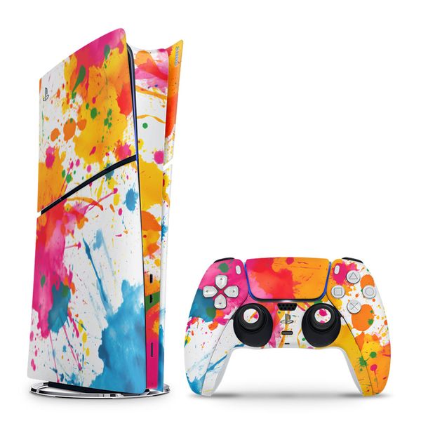 Decal Skin Compatible with PS5 Slim Digital - Colorful Paint Splash (Decal Only)