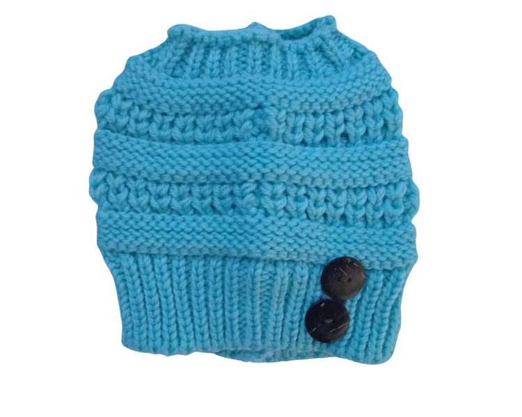 Ponytail Beanie - Knitted Winter Hat with Hair Opening