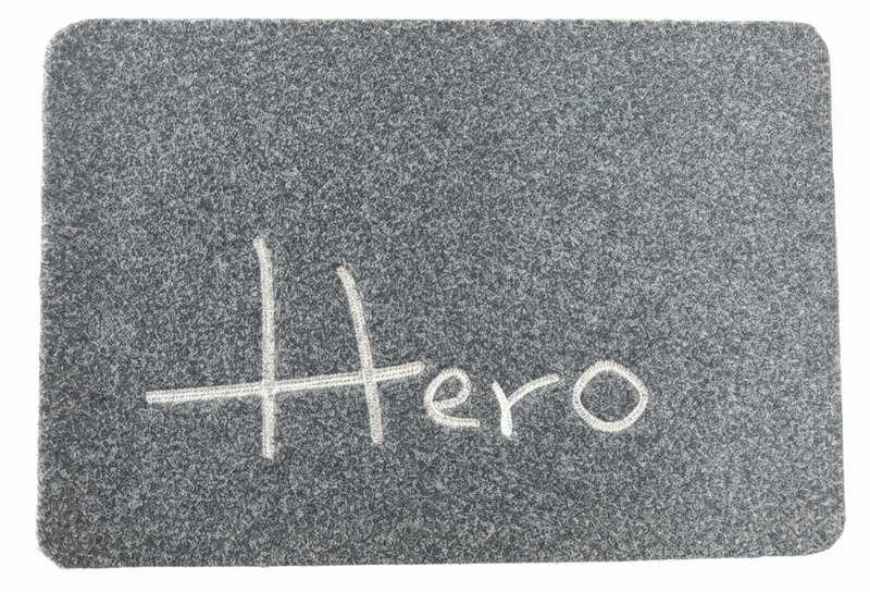 Grey "Hero" Welcome Mat - 60 x 40 cm Durable Entrance Rug