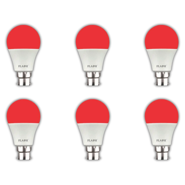 The Flash 6W LED Red A60 Bulb B22- 6 Pack