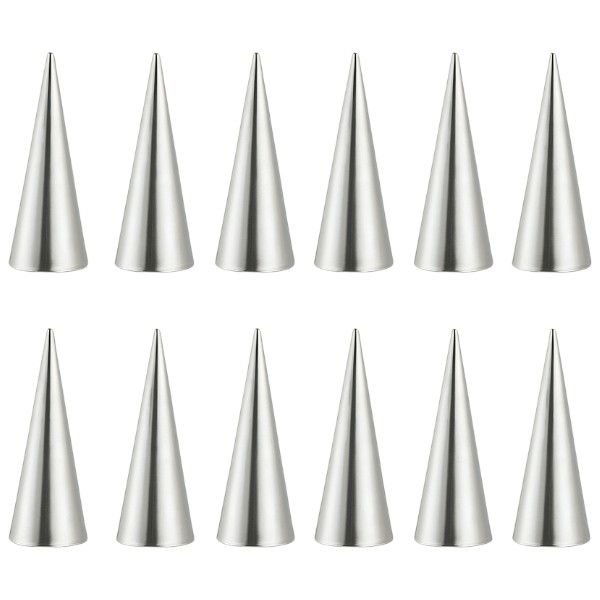 12 Piece - Stainless Steel Spiral Horn Croissant Moulds - Silver
