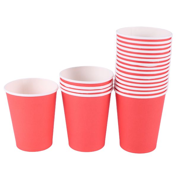 20x Paper Cups Solid Colours Birthday Party Tableware Catering Red
