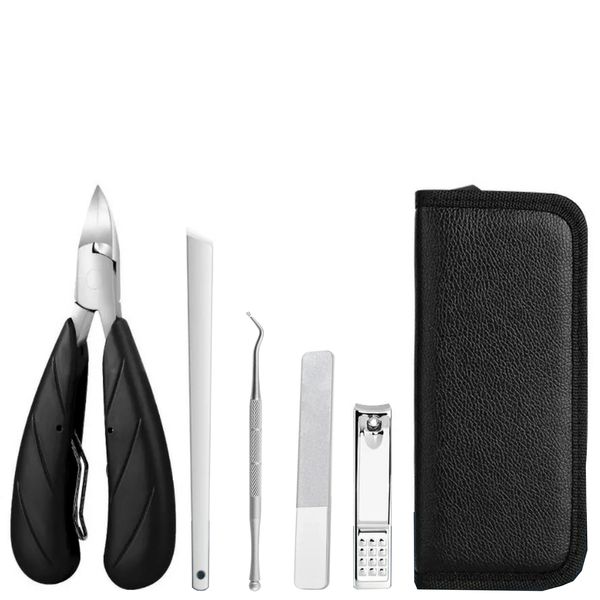 6 Piece Professional Ingrown Toe Nail Correction Tool Clipper Set Black