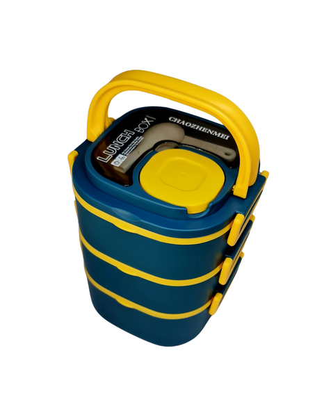 Portable Detachable 3 Layer Lunch Box- Blue