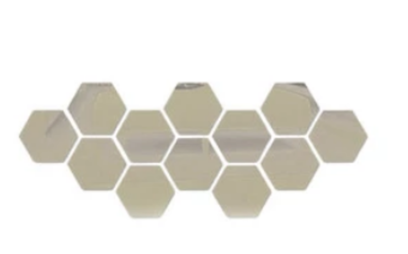 Stylish Hexagon Mirror Wall Sticker - 12 Pieces