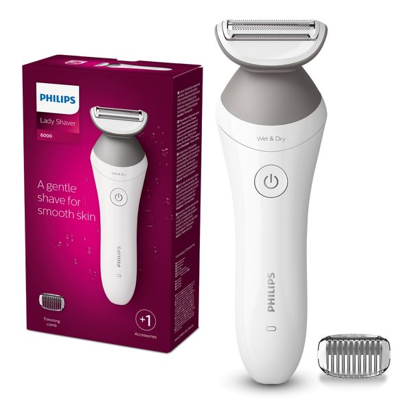 Philips 6000 Series Wet &amp; Dry Cordless Lady Shaver with Trimming Comb