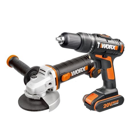 WORX Drill Driver Angle Grinder 115MM COMBO In Bag Cordless 20V