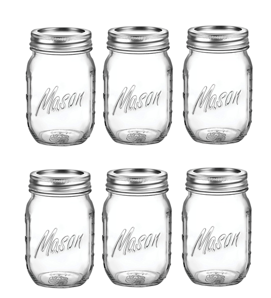Mason 475ml Glass Preserving Jar Set- 6 Pack