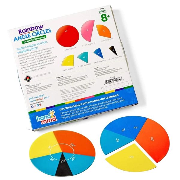 Hand2Mind - Rainbow Angle Circles - Angle Teaching Mangetic Demo Set