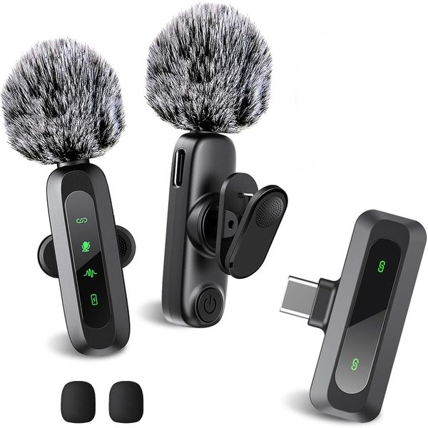 Professional Wireless Lavalier Lapel Microphone for iPhone / iPad - 2 Pack