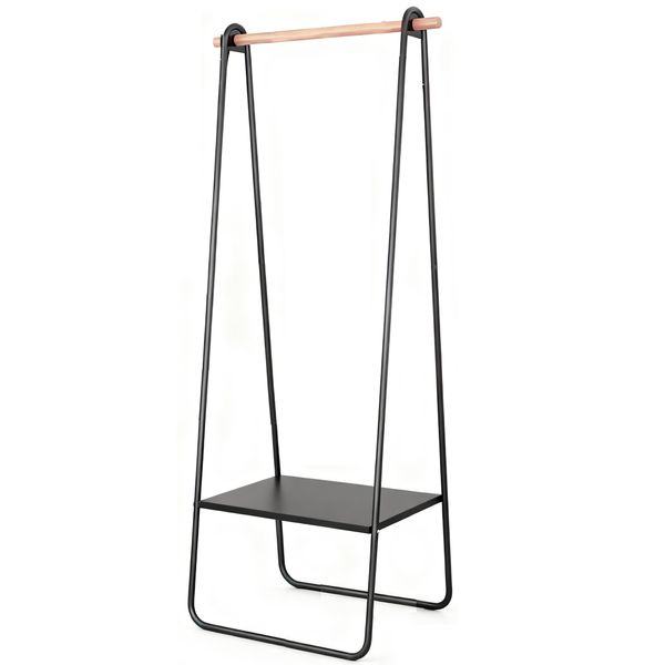 Coat Rack,Single-Rod Clothes Hanging Rail with Storage Shelf,Steel Stand