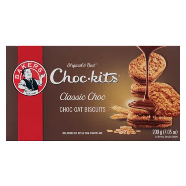 Bakers Choc-kits Classic Chocolate Oat Biscuits 200 g - Chocolatey Snack