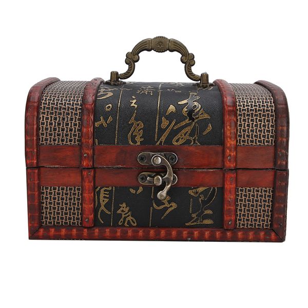 Vintage Chinese Wooden Jewelry Storage Box - Dustproof Organizer (S)