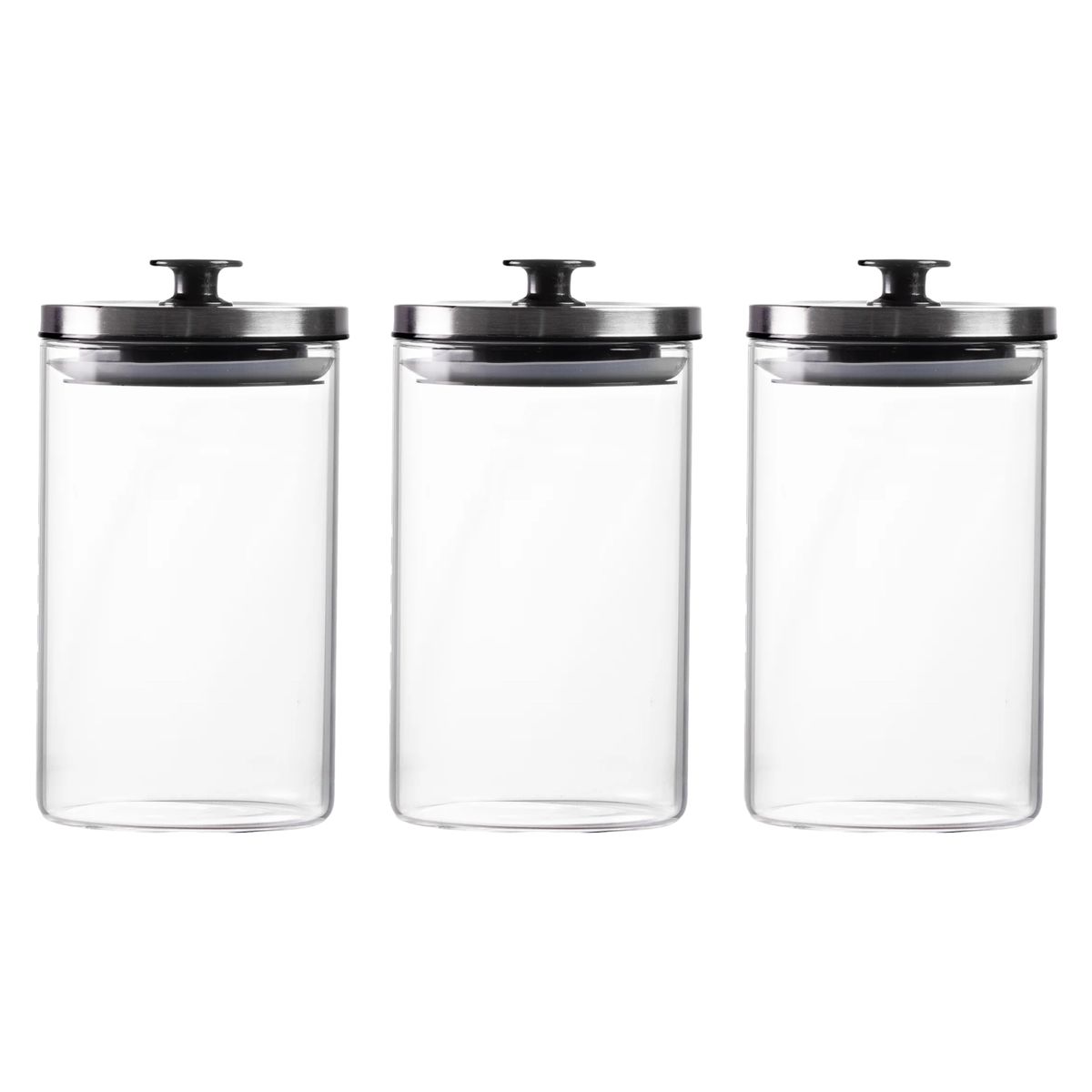 3 Piece Canister Glass Borocilicate With Metal Lid - 18 x 10cm | Shop ...