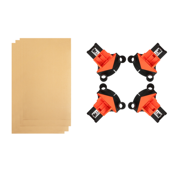 Wood Blonde MDF - 6mm Thick - 5 Pack - 60 x 80cm &amp; Angle Wood Clamp Combo