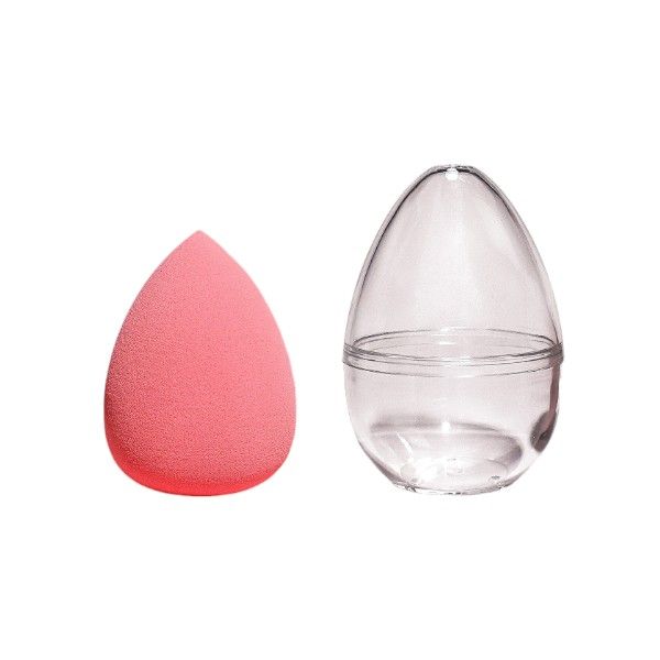 Multi-Use Beauty Blender With Eggshell-Shaped Storage Container - Pink