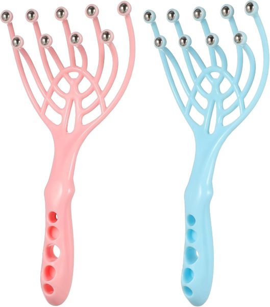 2Pieces 9 Claw Head Massager Scalp Scratcher Handheld Massage Tool