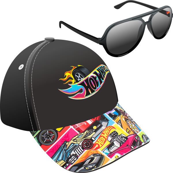 HOT WHEELS By Mattel Official Licensed Kids Peak Cap &amp; Sunnies Set