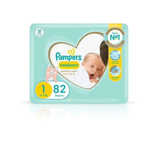 Pampers Premium Care Newborn Size 1 - Value Pack of 82