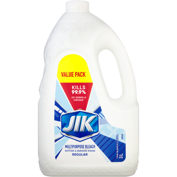 JIK 3l, Liquid Thin Bleach, Laundry Stain remover, Regular