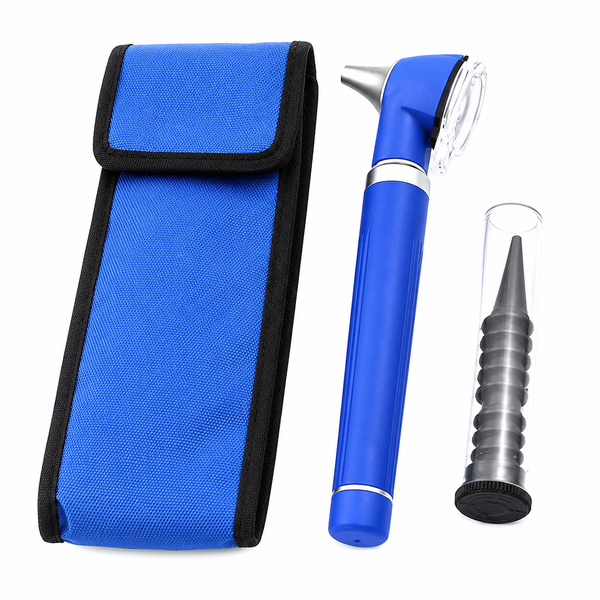 Fibre Optic Pocket Otoscope Blue with 10 Tips and Pouch