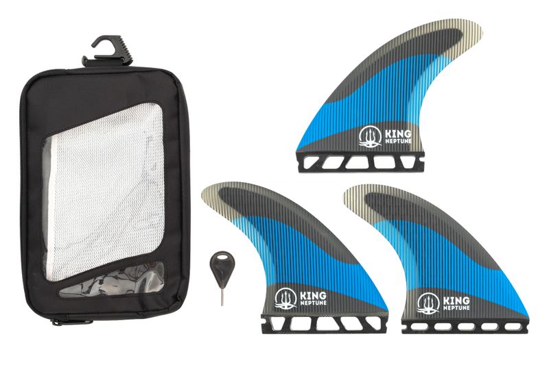 King Neptune Surfboard Fins Futures Compatible M/L With Fin Key &amp; Wax Comb