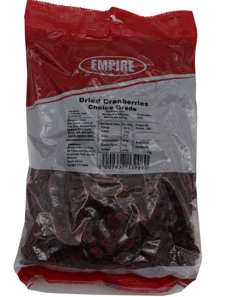 1 KG of Fresh Dried Cranberries Choice Grade
